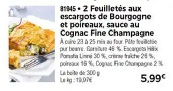 Thiriet 2 Feuilletés Aux Escargots de Bourgogne offre