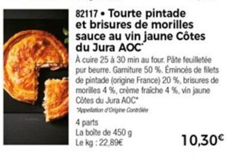 Thiriet Tourte Pintade Et Brisures de Morilles offre