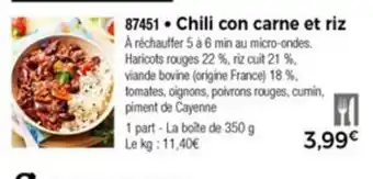 Thiriet Chili Con Carne Et Riz offre