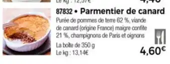 Thiriet Parmentier de Canard offre