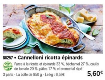 Thiriet Cannelloni Ricotta épinards offre