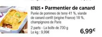 Thiriet Parmentier de Canard offre