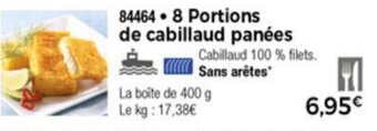 Thiriet 8 Portions de cabillaud panees offre