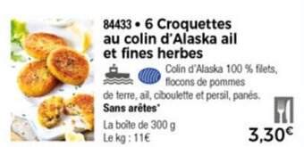 6 Croquettes au colin d'alaska ail et fines herbes