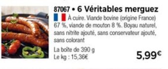 Thiriet 6 Véritables merguez offre