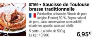 Thiriet Saucisse de toulouse brasse traditionnelle offre