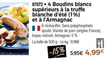 Thiriet 4 Boudins blancs supérieurs offre