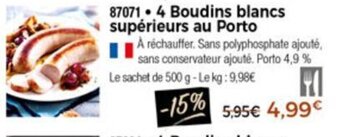 Thiriet 4 Boudins blancs supérieurs au porto offre