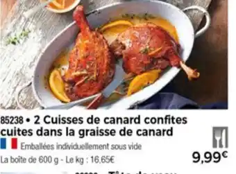 Thiriet 2 Cuisses de canard confites cuiites dans la graise de canard offre