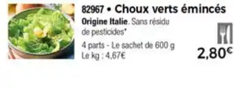 Thiriet Choux verts émincés offre