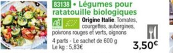 Légumes pour ratatouille biologiques