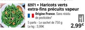 Haricots verts extra fins précuits vapeur