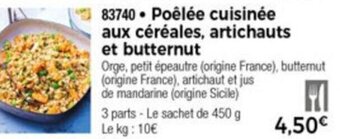 Thiriet Poêlée cuisinée aux céréales artichauts et butternut offre