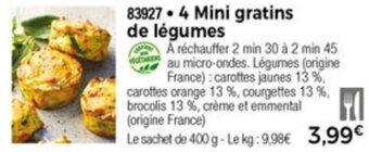 Thiriet 4 Mini gratins de légumes offre