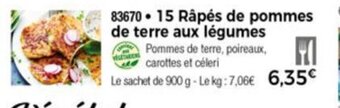 Thiriet 15 Râpés de pommes de terre aux légumes offre