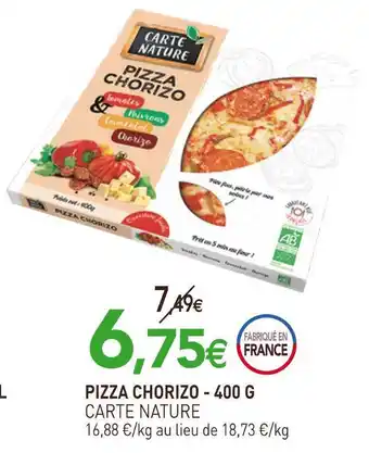 Carte nature pizza chorizo