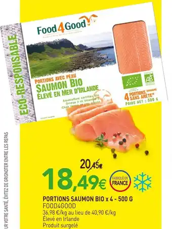 naturéO Food4good portions saumon bio x 4 offre
