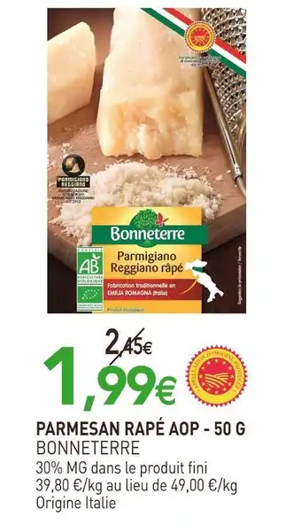 naturéO Bonneterre parmesan rapé aop offre