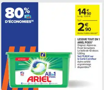 Carrefour Market Ariel Pots Lessive tout en 1 offre