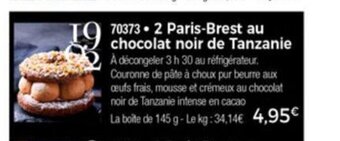 2 Paris-Brest Au Chocolat Noir De Tanzanie