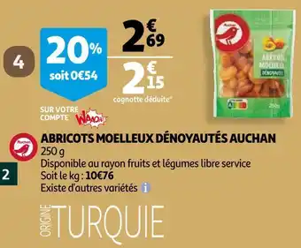 Auchan Auchan abricots moelleux dénoyautés offre