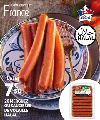 Auchan 20 merguez ou saucisses de volaille offre