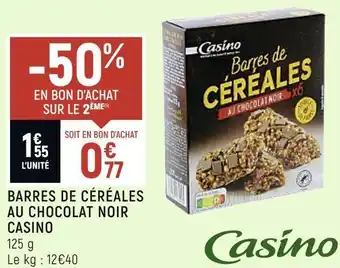 Petit Casino Casino barres de céréales au chocolat noir offre
