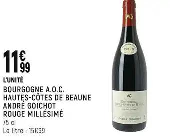 Spar André goichot bourgogne a.o.c. hautes-côtes de beaune rouge millésimé offre