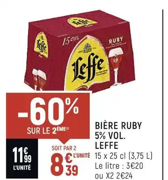 Spar Leffe bière ruby 5% vol. offre