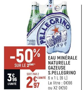 Spar S.pellegrino eau minérale naturelle gazeuse offre