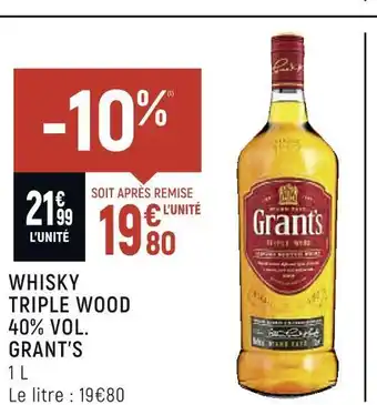 Spar Grant’s whisky triple wood 40% vol. offre