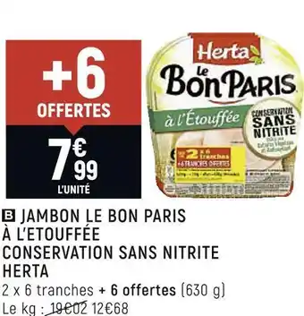 Spar Herta jambon le bon paris à l’etouffée conservation sans nitrite offre