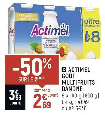 Spar Danone actimel goût multifruits offre