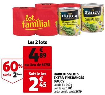 Auchan D'aucy haricots verts extra-fins rangés offre