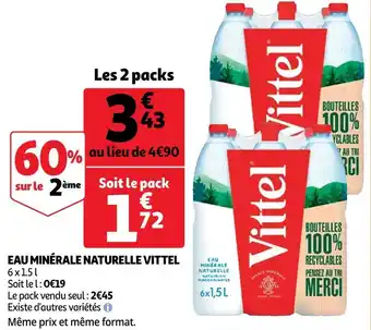 Auchan Vittel eau minérale naturelle offre