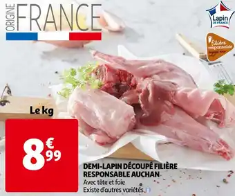 Auchan Auchan demi-lapin découpé filière responsable offre