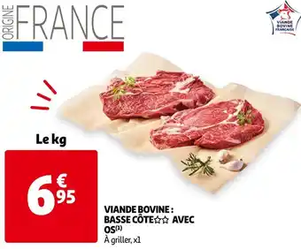 Auchan Viande bovine : basse côte avec os offre