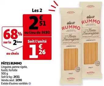 Auchan Rummo pâtes offre