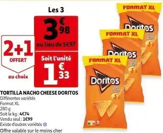 Auchan Doritos tortilla nacho cheese offre