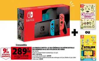 Auchan Nintendo la console switch + le jeu cérébrale académie bataille des méninges ou le jeu atelier du jeu video offre