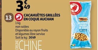 Auchan cacahuètes grillées en coque