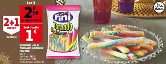 Auchan Fini bonbons halal tornado rainbow fizz offre