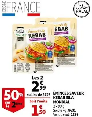 Isla mondial émincés saveur kebab