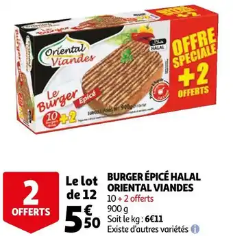 Auchan Oriental viandes burger épicé halal offre