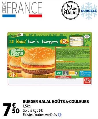 Auchan Goûts & couleurs burger halal offre