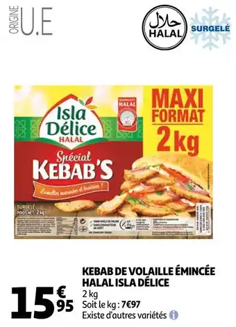 Auchan Isla délice kebab de volaille émincée halal offre