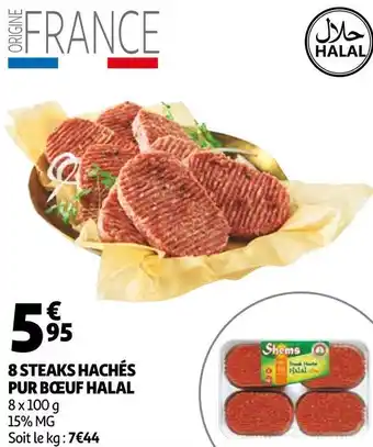 Auchan 8 steaks hachés pur bœuf halal offre