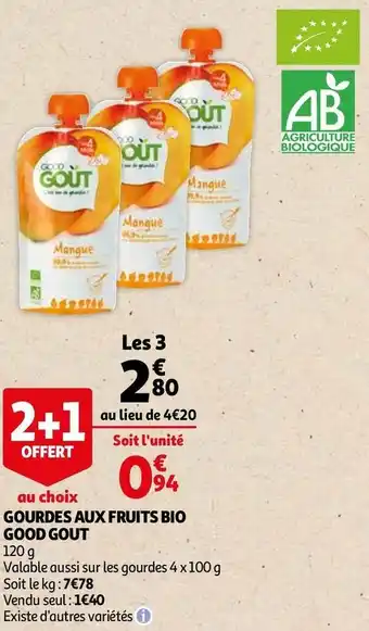 Auchan GOURDES AUX FRUITS BIO offre
