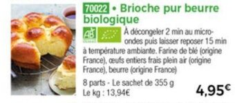 Brioche pur beurre biologique