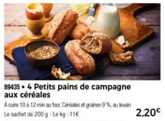 Thiriet 4 Petits pains de campagne aux céréales offre